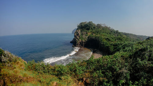 Scenic view of sea against clear sky