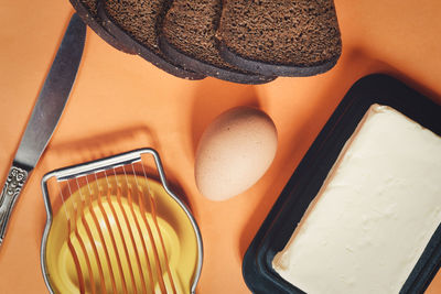 High angle view of food on table