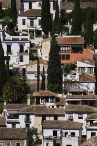 High angle view of buildings in city