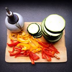 High angle view of food on table