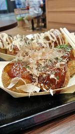 Close-up of food on table