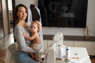 Portrait of mother and daughter