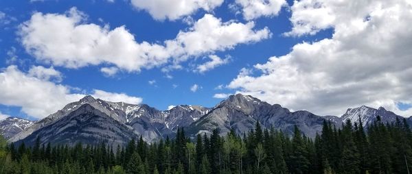 Panoramic view of snowcapped mountains against sky