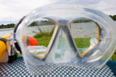 Lake seen from swimming goggles