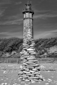 Stack of column against sky