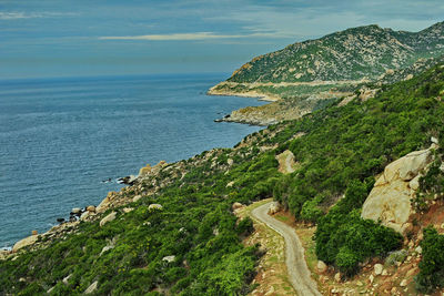 High angle view of beach against sky