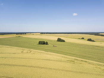Scenic view of agricultural field against clear sky in estonia.