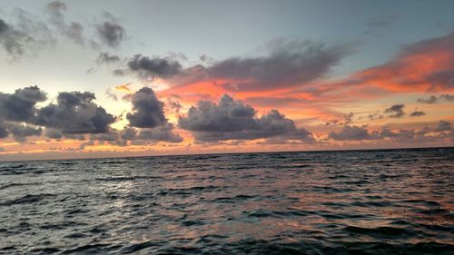 Scenic view of sea at sunset