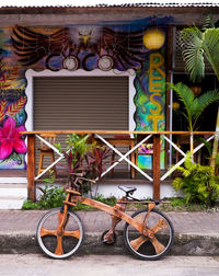 View of multi colored bicycle