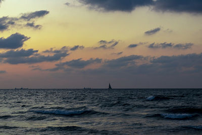 Scenic view of sea against sky during sunset