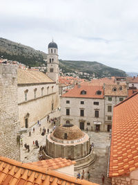 Aerial view of townscape against sky