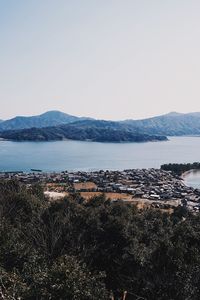 Scenic view of sea against clear sky