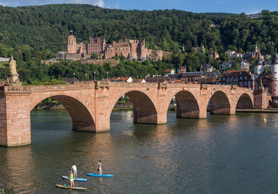 Arch bridge over river