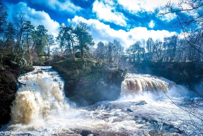 Scenic view of waterfall
