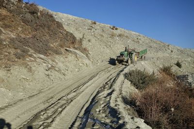 Panoramic view of car against clear sky