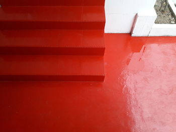 High angle view of red wall