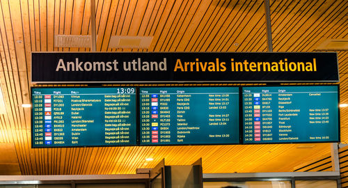 Information sign at airport