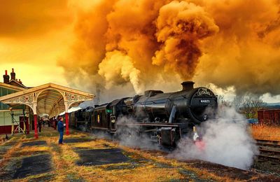 People on train against sky