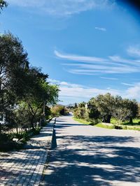 Road amidst trees against sky