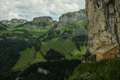 Scenic view of landscape against cloudy sky