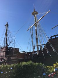 Low angle view of sailboat against sky