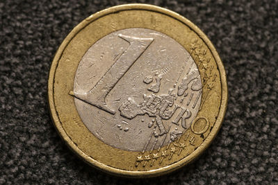 High angle view of coin