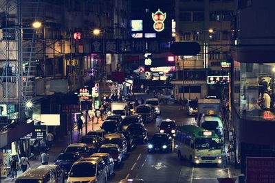 Traffic on road in city at night