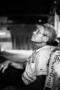 Side view of woman looking away