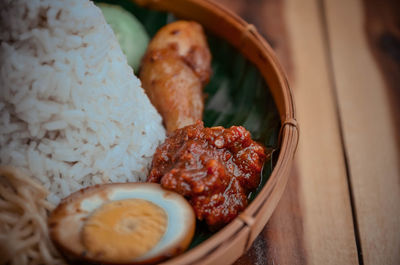 High angle view of meal served in plate