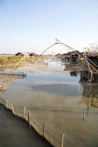 Scenic view of lake against clear sky
