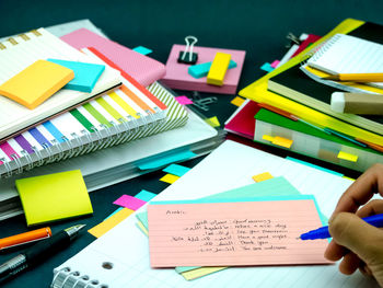 Close-up of books on table