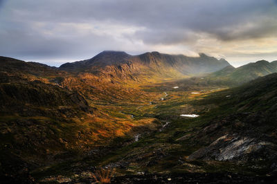 Scenic view of mountains against sky