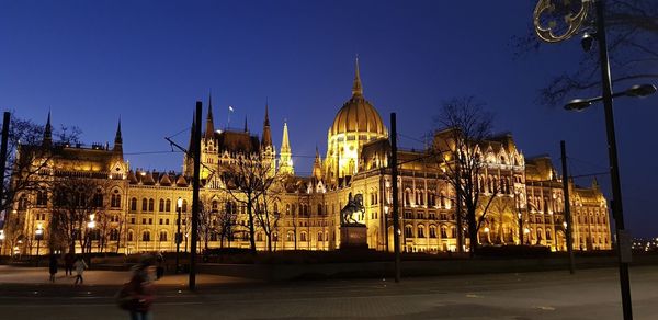 Illuminated buildings in city