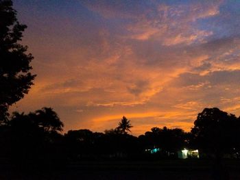 Silhouette trees against sky at sunset