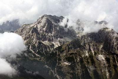 Panoramic view of majestic mountains against sky