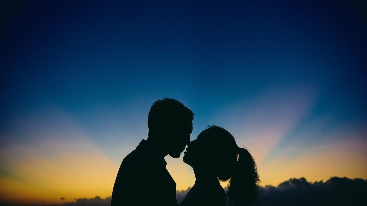 two people, sunset, love, sky, women, togetherness, couple - relationship, adult, bonding, silhouette, positive emotion, emotion, lifestyles, men, leisure activity, people, nature, orange color, heterosexual couple, romance, outdoors
