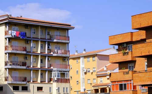 Low angle view of buildings against sky