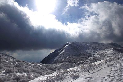 Panoramic view of mountains against sky