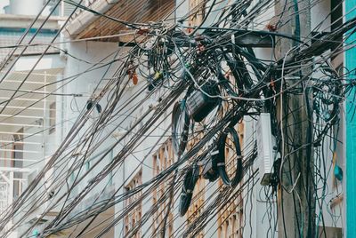 Low angle view of electricity pylon