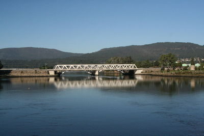 Bridge over river against clear sky