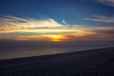 Scenic view of sea at sunset