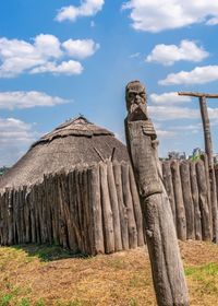 External walls, wooden fence and watchtowers of the national reserve khortytsia  zaporozhye, ukraine