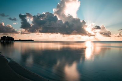 Panoramic view of sea against sunset sky