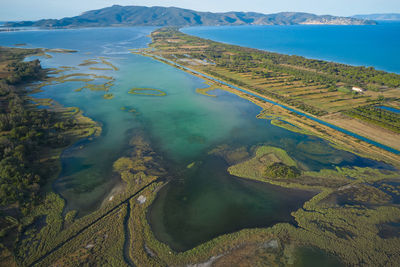 High angle view of lake shore