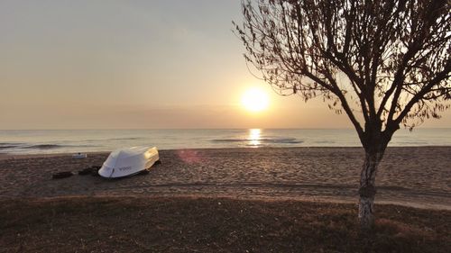 Scenic view of sea against sky during sunset