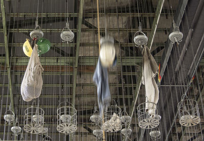 Low angle view of ceiling in cage