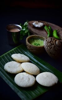 High angle view of food on table