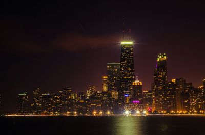 Illuminated cityscape at night