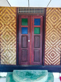 Closed door of building