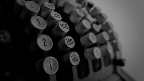 Close-up of old-fashioned cash register